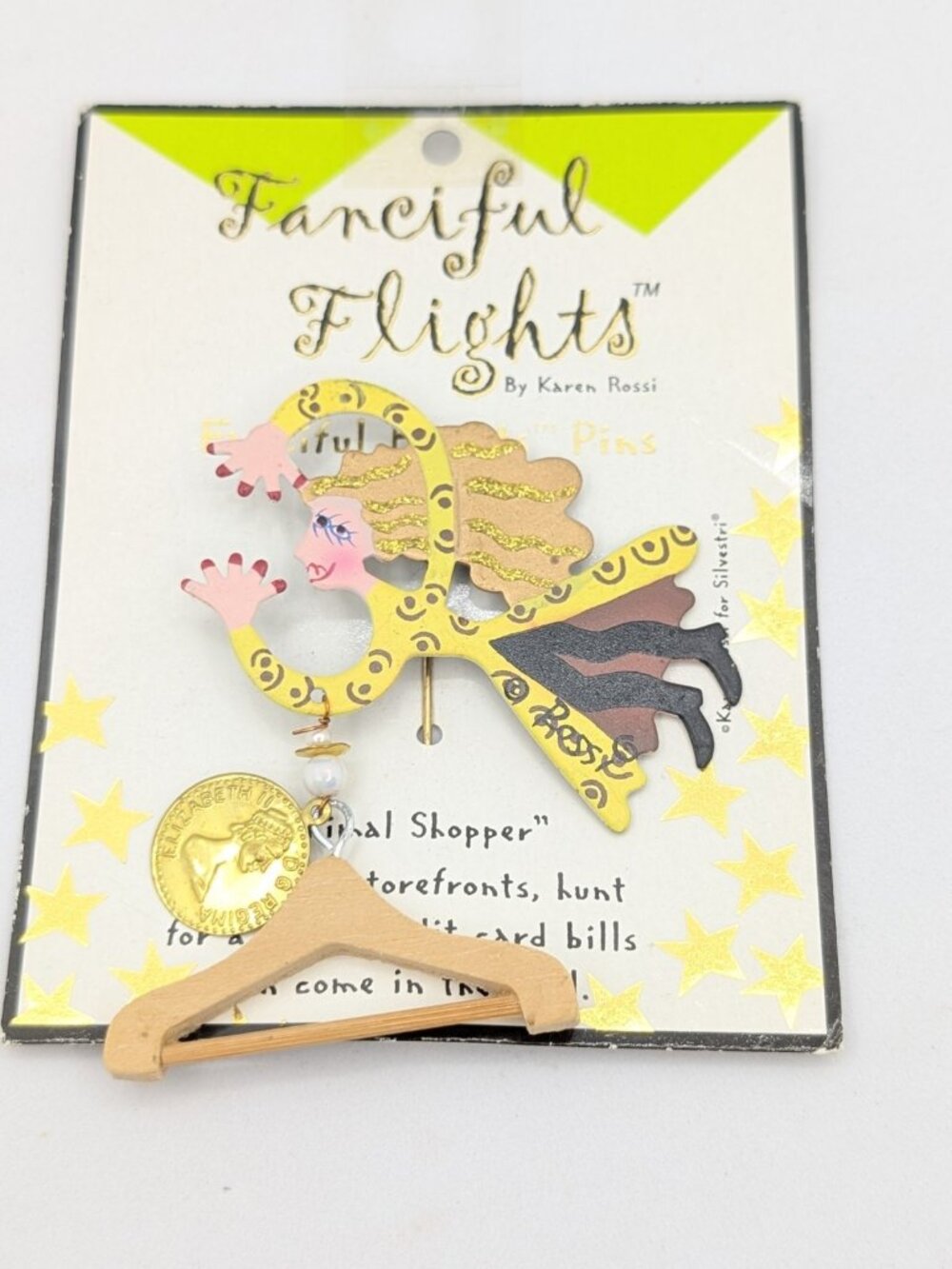 Karen Rossi Stick Pin Fanciful Flights Lady Animal Shopper Coin Hanger Whimsical